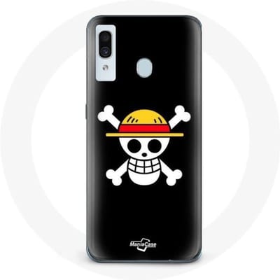 Coque - One Piece - Samsung Galaxy A20 - Souple - Noir - Manga Tete de Mort noir