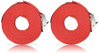 Spanbanden set - Sjorbanden klemsluiting - Lading zekeren - Geoptimaliseerd polyester - 250 meter - Rood