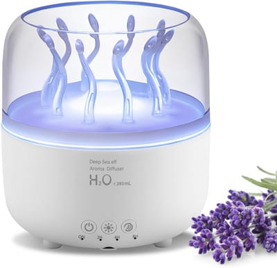 280ML Humidifier met 7 Kleuren Licht - Humidifier voor Slaapkamer en Planten - 2 Spray Modus & Jellyfish Vorm Spray - Timing 2/4/8 Uur en Afstandsbediening - Rotating Aroma Diffuser
