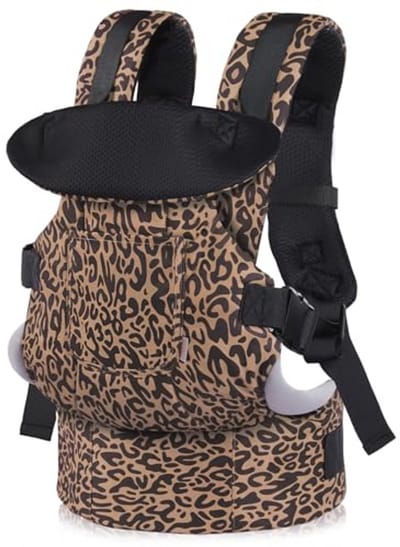 Ergonomische Babydrager voor Pasgeborenen en Peuters - Luipaardprint - Met Heupzitting, 0-36 Maanden - Voorwaarts en Achterwaarts Draagcomfort
