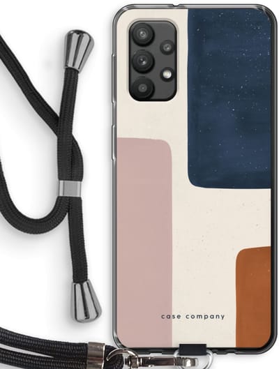 Hoesje met koord geschikt voor Samsung Galaxy A32 4G hoesje met Koord - Geo #5 - Telefoonhoesje met Zwart Koord - Bescherming aan alle Kanten en Over de Schermrand