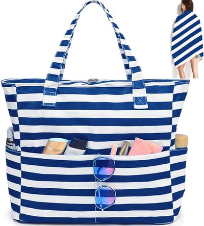 Unyqoos® Waterbestendige Grote Strandtas met Zandvrije Handdoeken en Meerdere Vakken voor Dames