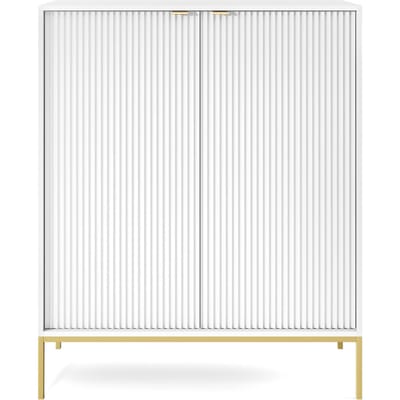 Selsey Vellore - Hoge ladekast - wit met gecanneleerde fronten en goudkleurig frame
