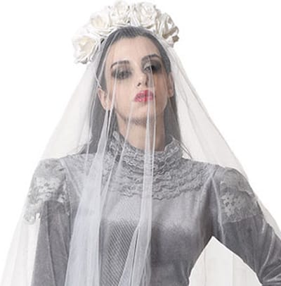 Halloween/horror verkleed diadeem/bloemenkrans met sluier - zombie/spook - kunststof - dames