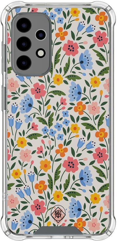 Hoesje (shockproof) geschikt voor Samsung Galaxy A52 5G - Romantische bloemen - Extra sterke case - TPU/polycarbonaat - Bloemen - Multi, Transparant