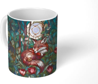 Mok - Koffiemok - Vos - Mozaïek - Bos - Maan - Mokken - 350 ML - Beker - Koffiemokken - Theemok