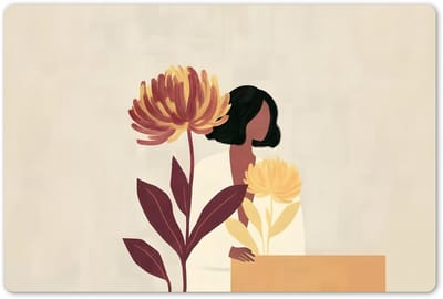 Placemats 45x30 cm - Placemat kunststof - 1 stuk - Vrouw - Minimalistisch - Bloem - Borden onderleggers - Decoratie voor op tafel - Keuken tafeldecoratie accessoires - Vinyl onderlegger - Tafelversiering