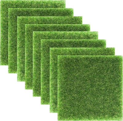 8 Stuks Realistisch Kunstgrasmatten voor Modelbouw en Miniatuurlandschappen (15x15 cm)