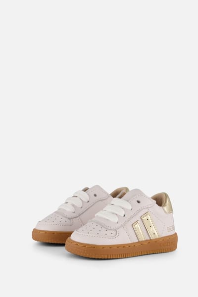 Shoesme Wit-Gouden Sneakertje - Sneakers Kinderen - Meisjes - White Gold - Leer - Maat 18