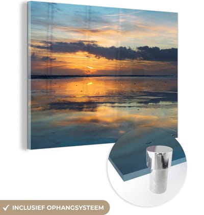 MuchoWow® Glasschilderij 120x90 cm - Schilderij acrylglas - Zee - Horizon - Kleuren - Foto op glas - Muurdecoratie woonkamer - Wanddecoratie slaapkamer - Schilderijen