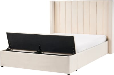 NOYERS - Bed met opbergruimte - Gebroken wit - 140 x 200 cm - Fluweel