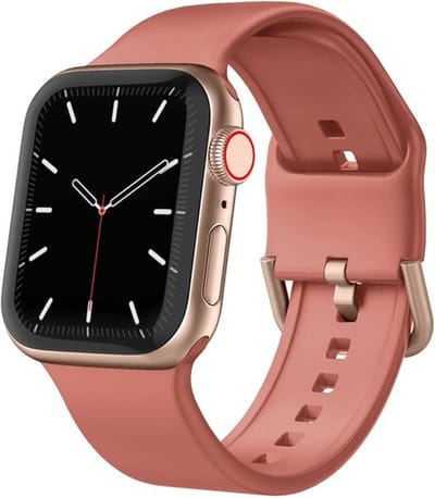 By Qubix - Geschikt voor Apple Watch bandje - Soft siliconen bandje met gespsluiting - Donker koraal - Geschikt voor Apple Watch 44mm / 45mm / 46mm / 49mm (Ultra 1,2 en 3) - Smartwatch bandje