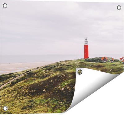 Gards Tuinposter Vuurtoren Texel - 50x40 cm - Tuindoek - Tuindecoratie - Wanddecoratie buiten - Tuinschilderij