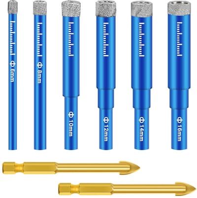 8 stuks tegelboren set 6-16mm voor keramiek, glas, graniet en porselein