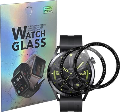 Screenprotector voor Huawei Watch GT3 (46mm) - 2 stuks Beschermglas Smartwatch van glas Transparante glazen schermbeschermfolie