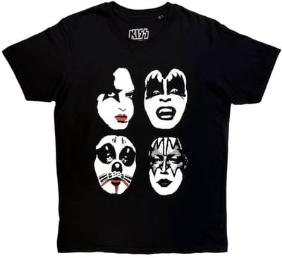 Kiss - Stacked Faces Heren Tshirt - S - Zwart/Wit