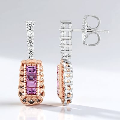 Cavill - Zilveren Oorbellen 925 Sterling Palladium - Madagaskar Roze Saffier 1,08 ct - Cambodjaanse Zirkonia - Elegante Dames Sieraden