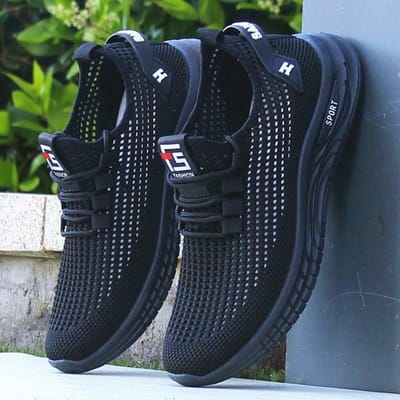 Holle Schoenen voor Heren Lichtgewicht Zachte Zool Casual Sneakers voor Zomer Heren Mesh Schoenen Comfortabele Ademende Mesh Schoenen 45 black