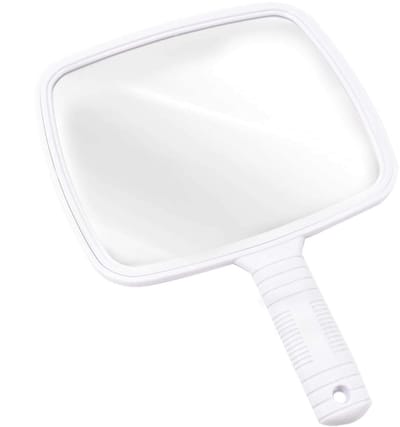 Dailygoods- Handspiegel - Professionele make-up en haarstyling - Kappersspiegel - Handspiegel met handvat - Wijde hoek - 20 x 17,5 cm - Make-up Spiegel