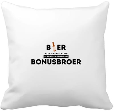 Akyol - bier, nu ik je aandacht heb je bent een geweldige bonusbroer Kussen hoes - Broer - de beste broer - verjaardagscadeau - verjaardag - cadeau - cadeautje voor broer - broer artikelen - kado - geschenk - gift - 40 bij 40 cm