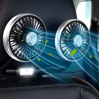 Solvix tafel ventilator geluidloos - Auto Ventilator - Zwart - 360° Draaibaar - 3 Snelheden - Voor Auto's en Campers