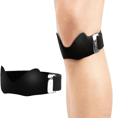 2 stuks Patella Knieband Verstelbare Kniebrace Siliconen Antislip Knieband Voor Hardlopen Basketball Volleybal，17.5*5CM，zwart