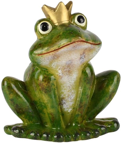 Dekoratief | Kikker m/kroon 'John', groen, keramiek, 19x14x21cm | A260732