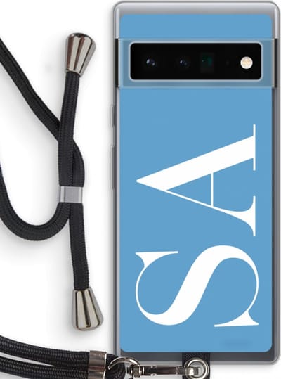 Gepersonaliseerd - Case Company® - Hoesje met koord geschikt voor Google Pixel 6 Pro hoesje met Koord - Monogram N°2 - Telefoonhoesje met Zwart Koord - Bescherming aan alle Kanten en Over de Schermrand
