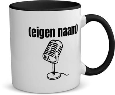 Akyol - microfoon met eigen naam koffiemok - theemok - zwart - Microfoon - muziek liefhebbers - iemand die houdt van muziek - verjaardag - cadeau - kado - 350 ML inhoud