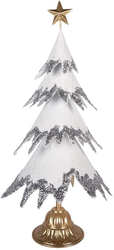 Clayre & Eef Kerstdecoratie Beeld Kerstboom 34x26x67 cm Wit Metaal