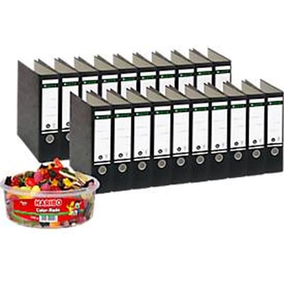 LEITZ® ordner 1080 + 1 kg HARIBO Color-Rado, A4, rugbreedte 80 mm, 20 stuks, zwart