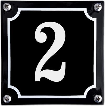 Zwart emaille huisnummer  - 2