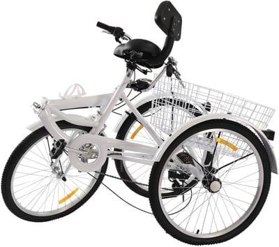 Driewieler Volwassenen - Driewieler Fiets - Stadse Rit - Opvouwbaar Frame - 24 Inch Wielen - Wit