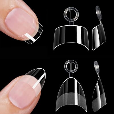 Dailygoods- Nageltips Amandelvormig - Nageltips Korte Halve Bedekking - Nageltips Vierkant - 240 Stuks - Veilig en Hoogwaardig Materiaal - Comfortabele Randen - Nagelvormen