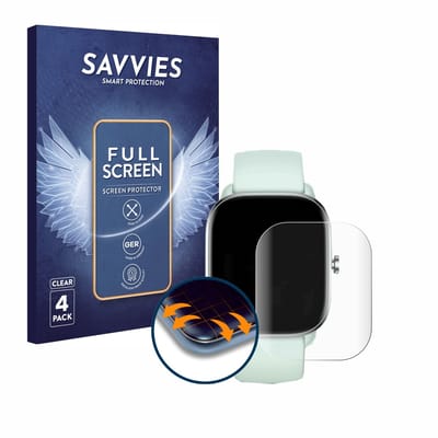 Savvies - Screenprotector voor Huami Amazfit GTS 4 Mini - Folie Beschermfolie transparant volledig dekking 4 Stuks