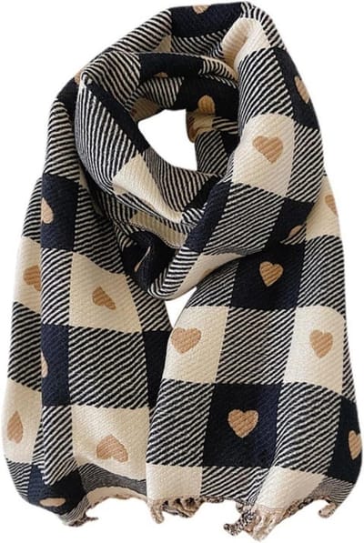 Dames Sjaal - Winter Sjaal - Warm Blijven - Hart Patroon - 200 cm Lang - Romantisch Khaki