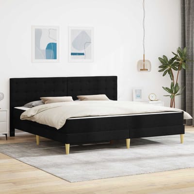 vidaXL - Bedframe - met - matras - met - hoofdeinde - Zwart - 200 - x - 200 - cm - Stof