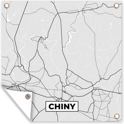 Tuin poster België – Chiny – Stadskaart – Kaart – Zwart Wit – Plattegrond - 200x200 cm - Tuindoek