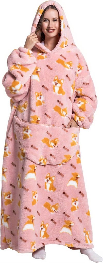 Livano Hoodie Deken Met Mouwen - Onesie - Fleece Blanket - Dames - Heren - Kinderen - Plaid - Knuffeldeken - Extra Zacht - Dog