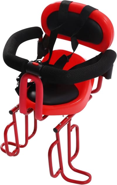 Kinderfietszitje Achter - Fietsstoel Kinderen - Veilig Fietsen - Verstelbaar Harnas - 36x52cm - Rood