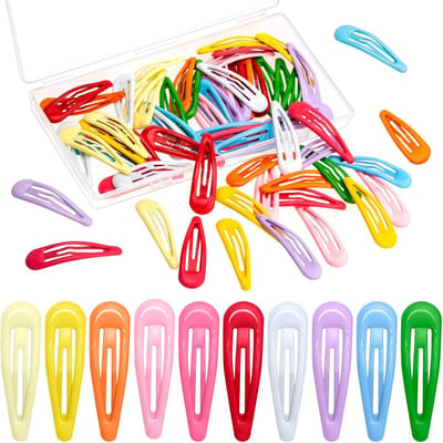 Famanu - 60 Stuks Premium haarclips met bewaardoos, 5 cm, kleurrijk, antislip, voor fijn/dik haar