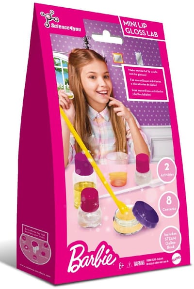 Science4you Mini Lipgloss Maken Kit Barbie voor Meisjes – Maak je eigen lipgloss & lipscrub Barbie, 8 Schoonheidsartikelen voor kinderen inbegrepen, origineel cadeau voor meisjes van 6 7 8 9+
