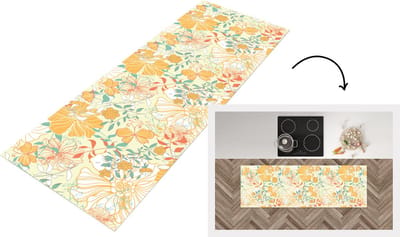 Keukenloper - Loper keuken - Bloemen - Patronen - Vlinders - 150x50 cm - Keukenloper vinyl