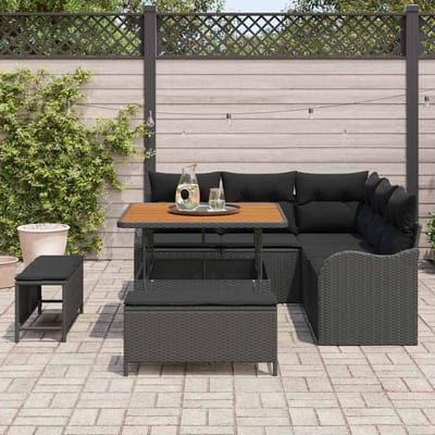 vidaXL - Tuinbank - Set - 8 - st - 7-Aantal - zitplaatsen - Zwart