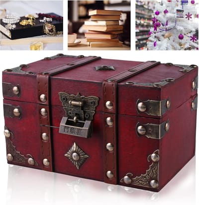 Vintage houten schatkist met cijferslot - Decoratieve opslag voor thuis