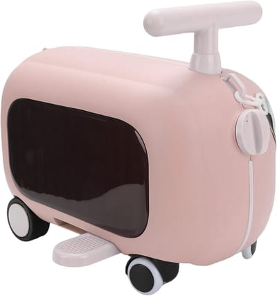Multifunctionele Kindertrolley met Vouwbare Pedalen, Ruime Reisbagage voor Kinderen, Geschikt voor Vakanties en Daguitstapjes, Roze