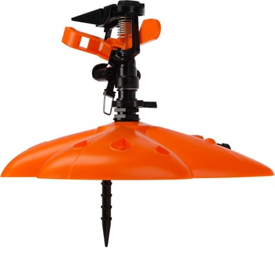 KADAX Oscillatiesproeier met aluminium buis, tot 288 m2, tuinsproeier van ABS-kunststof ABS, watersproeier met onderzetter, gazonsproeier met vier modi (22 x 14,5 cm)