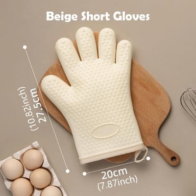 Anti-broei Verdikte Siliconen Handschoenen Hittebestendig Magnetron Oven Bakhandschoenen BBQ Handschoenen Antislip Hitte-isolerende Wanten brown