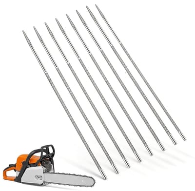 Kettingzaagvijl Set - Ronde Vijlen - Kettingen Slijpen - 8 Delig Hard Staal - 4 mm Diameter - Grijs