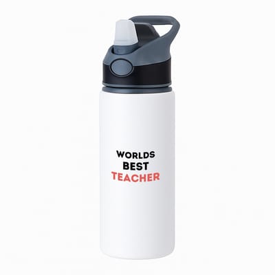 Hacebo® - worlds best teacher waterfles met rietje zwart - de beste leraar/lerares - juf - meester - verjaardagscadeau - verjaardag - cadeau - afscheidscadeau - geschenk - leuke cadeau - kado - gift - juffendag - water fles - 650ML